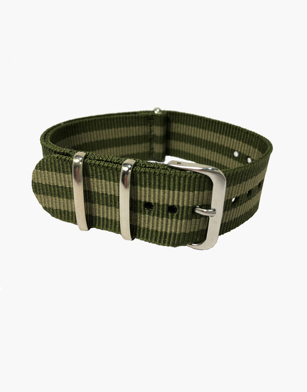 BOND Nylon N.A.T.O Green and Beige Military style Watch Straps by LUX LUX
