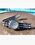 BOND Nylon N.A.T.O Style Blue and White Watch Bands by LUX LUX
