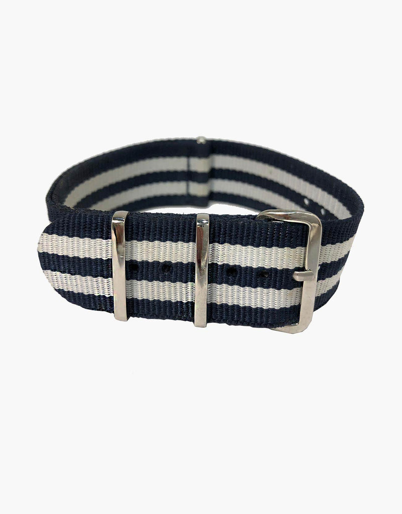 BOND Nylon N.A.T.O Style Blue and White Watch Bands by LUX LUX