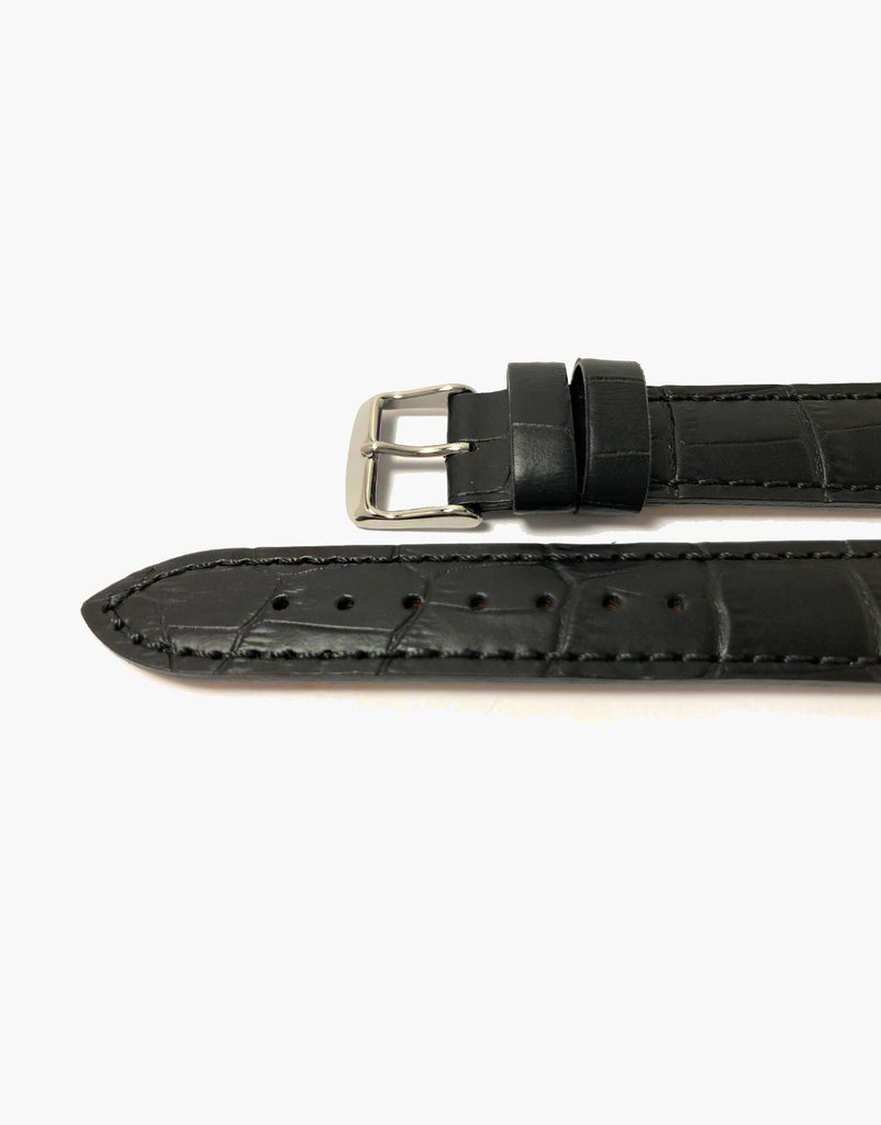 LUX Black Genuine leather watch strap Alligator Grain Slim Flat-matte LUX