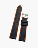 croc-Black-Alligator-Calf-Leather-and-orange-High-Silicone-Hybrid-watch-bands-side-top