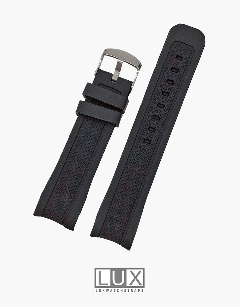 LUX Smooth Silicone Rubber Dive Watch Strap with Curved End LUX