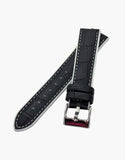 Black-Alligator-Calf-Leather-and-white-High-Silicone-watch-bands-top-side
