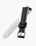 Black-Alligator-Calf-Leather-and-white-High-Silicone-watch-bands-straps-side-top-bottom