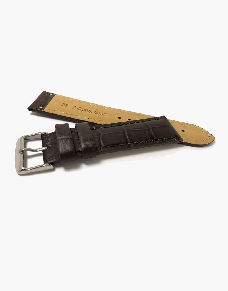 LUX Brown Genuine leather watch strap Alligator Grain Slim Flat-matte LUX
