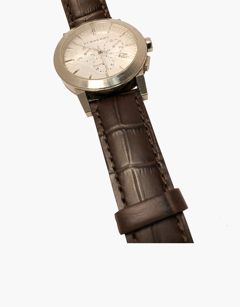 LUX Brown Genuine leather watch strap Alligator Grain Slim Flat-matte LUX