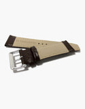 LUX Dark Brown Leather Buffalo Grain Padded Watch Band w/ White Stitching LUX