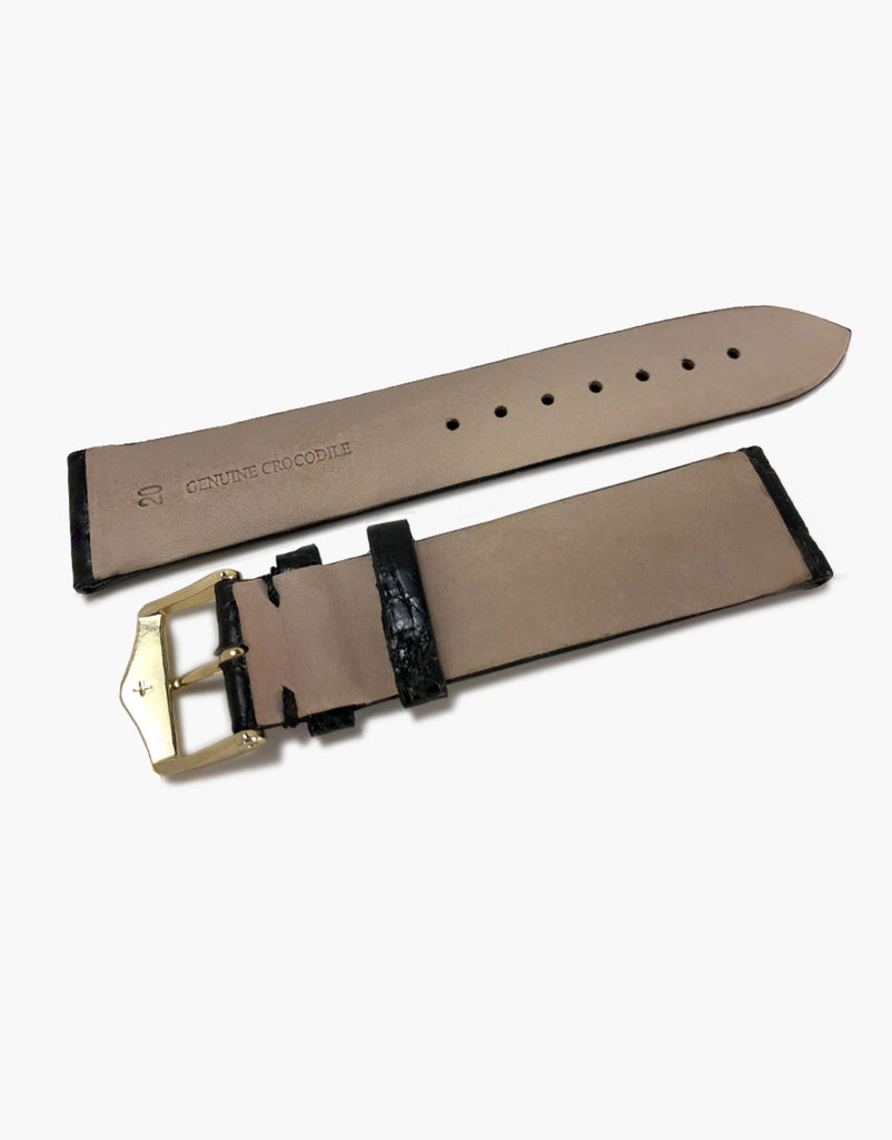 Genuine Crocodile Black Shine Exotic Skin Watch Bands by LUX LUX
