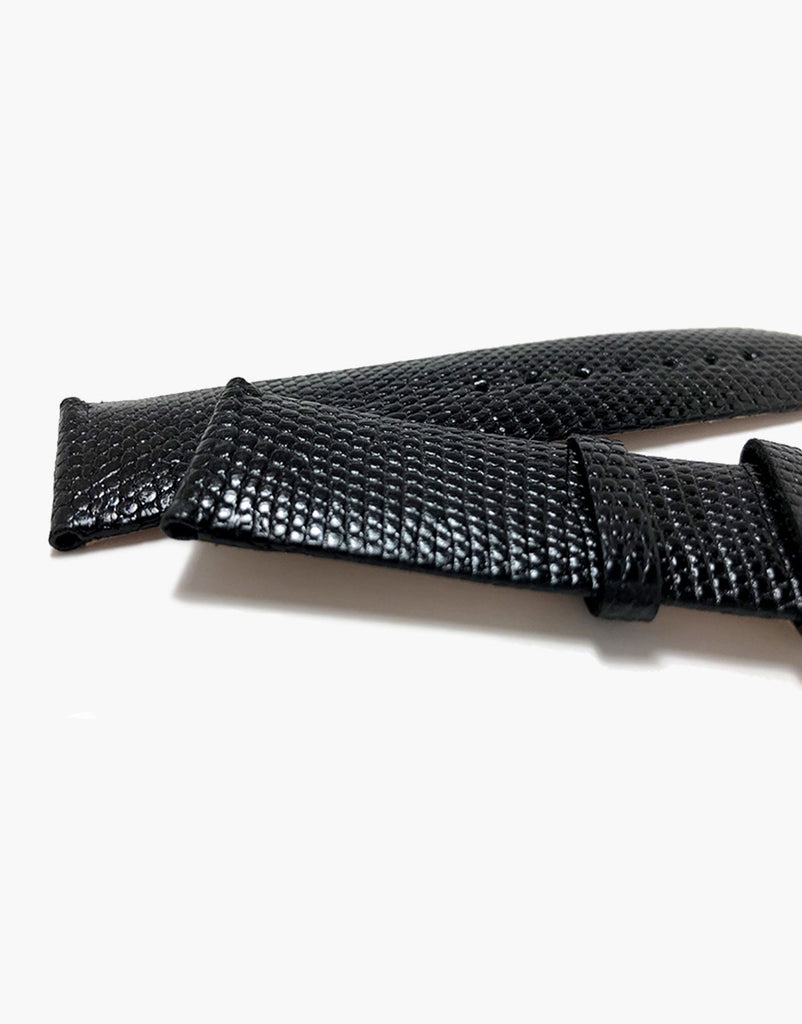 Genuine Lizard Black High-Shiny skin Watch Bands by LUX LUX