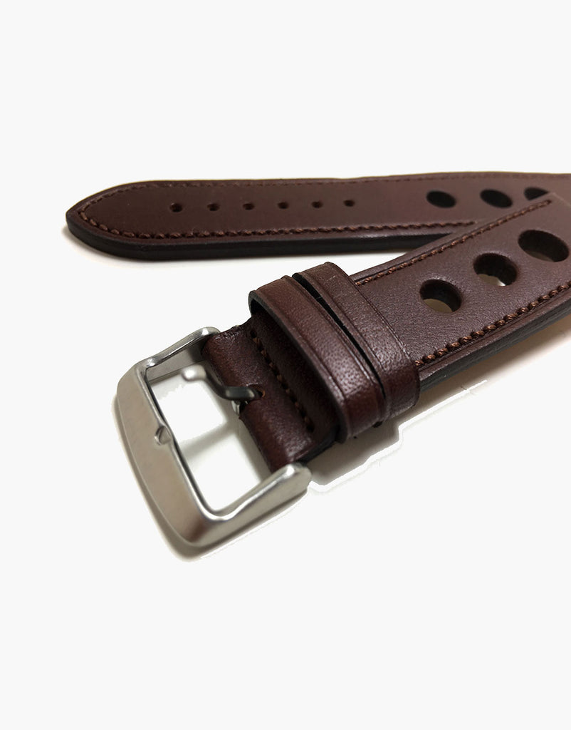 LUX Grand Prix Rally Calf Leather Strap Brown with Brown Stitching LUX