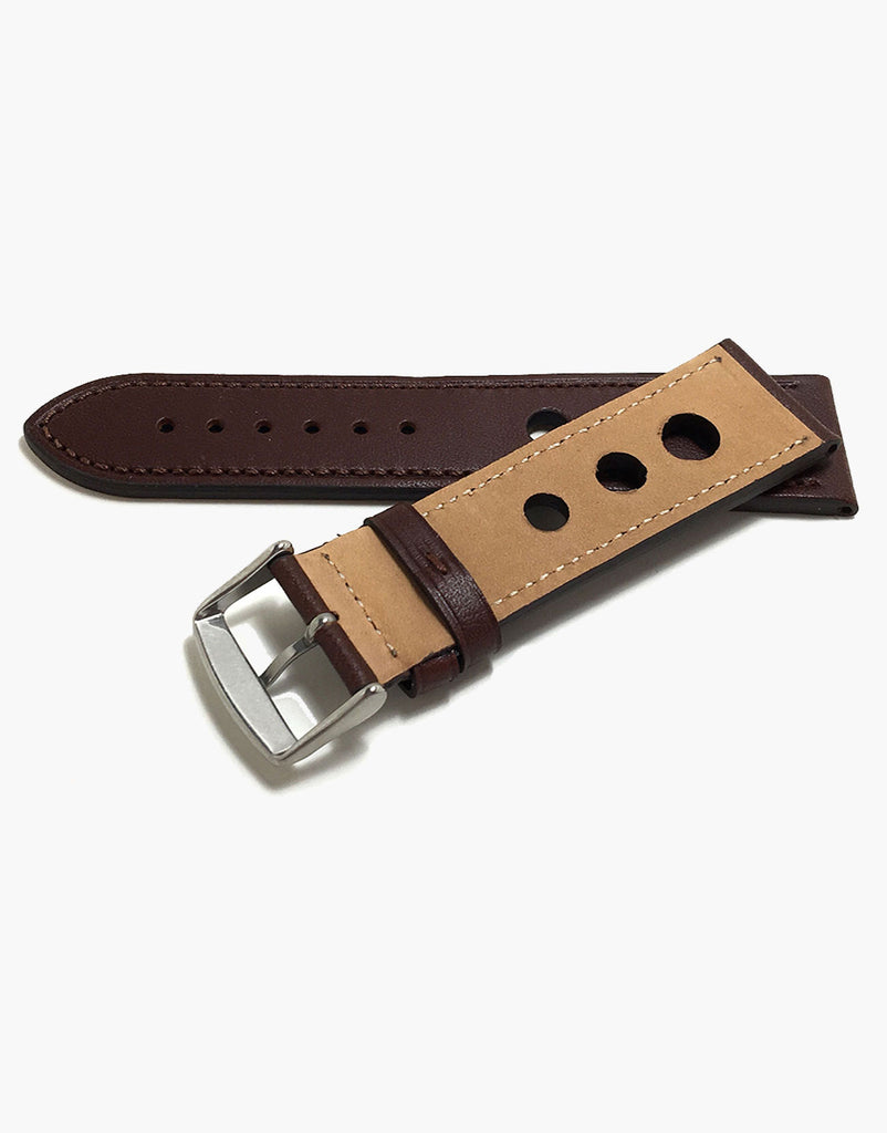 LUX Grand Prix Rally Calf Leather Strap Brown with Brown Stitching LUX
