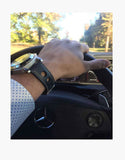 LUX Grand Prix Rally Calf Leather Strap Black with White Stitching LUX