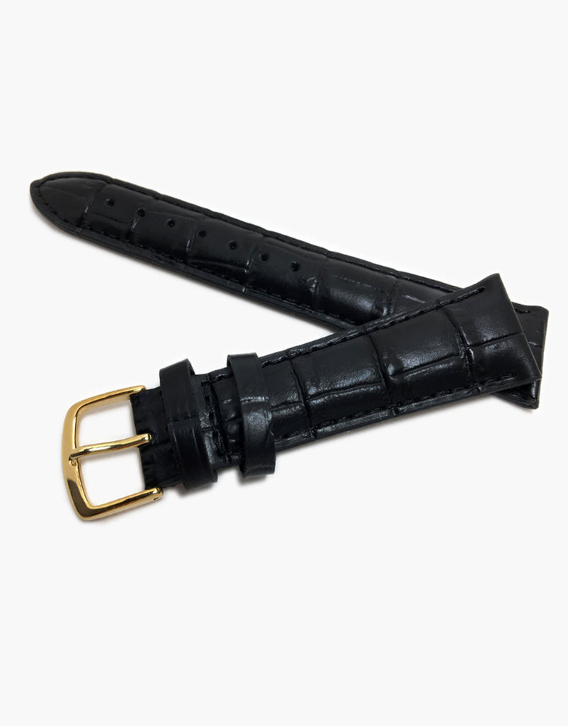 Hadley-Roma Black Genuine Alligator Grain Watch Strap