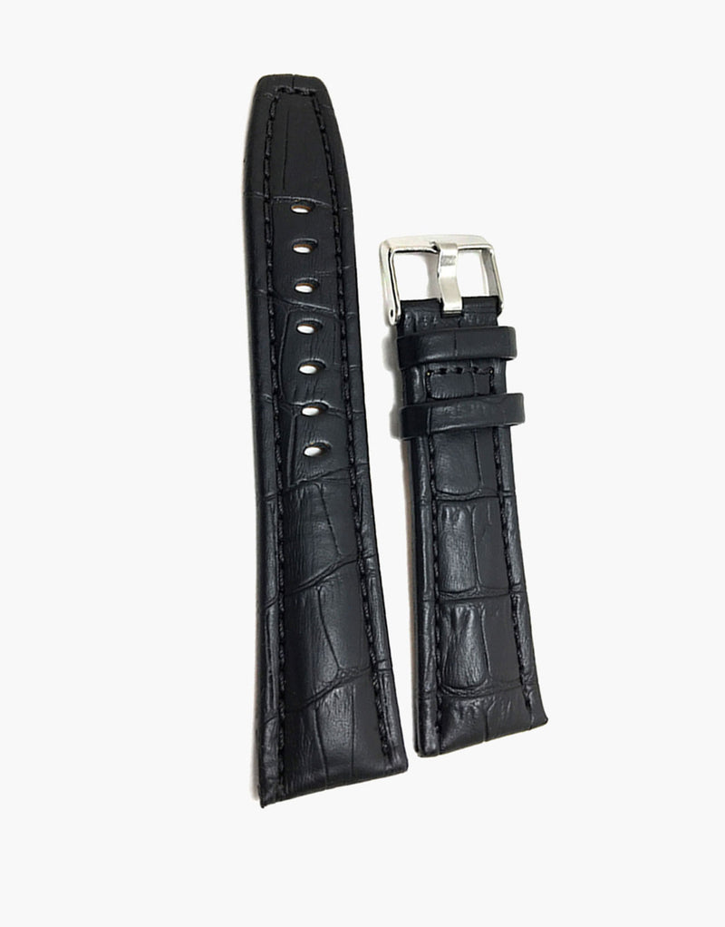 Hadley-Roma MS523 Black Matte Genuine Alligator Grain Watch Bands Hadley-Roma