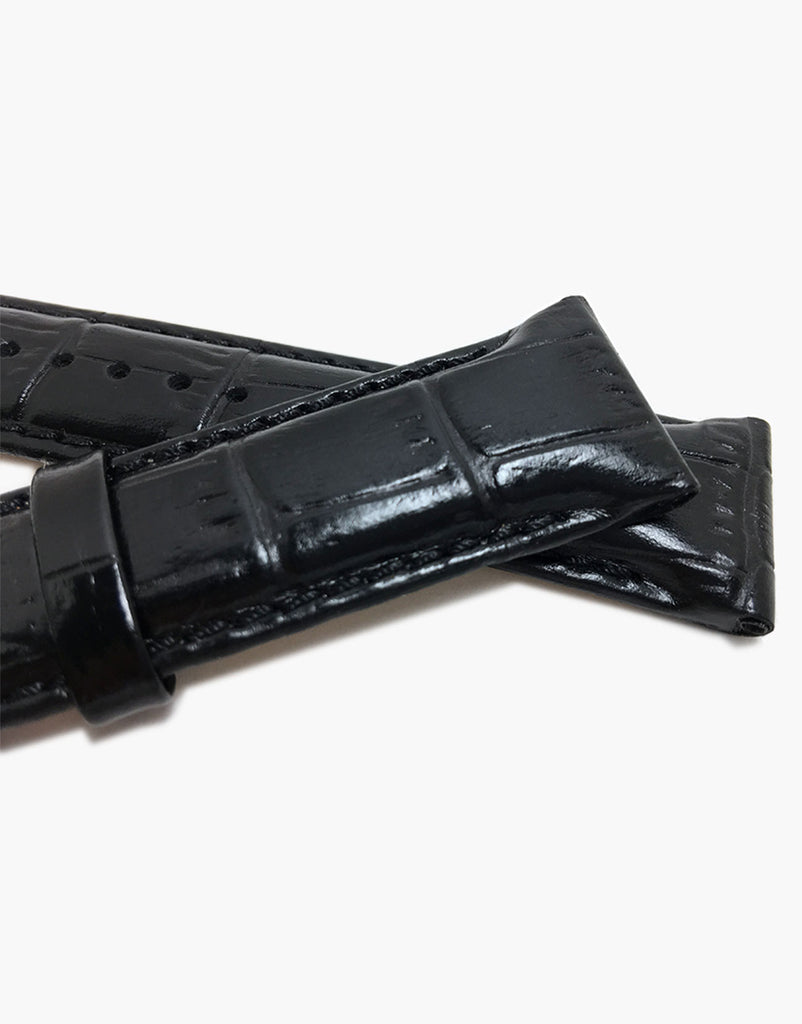 Hadley-Roma MS853 Black Italian Calf Skin Leather Alligator Grain Watch Straps Hadley-Roma