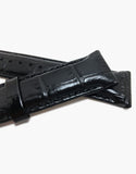 Hadley-Roma MS853 Black Italian Calf Skin Leather Alligator Grain Watch Straps Hadley-Roma