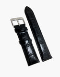 Hadley-Roma MS853 Black Italian Calf Skin Leather Alligator Grain Watch Straps Hadley-Roma