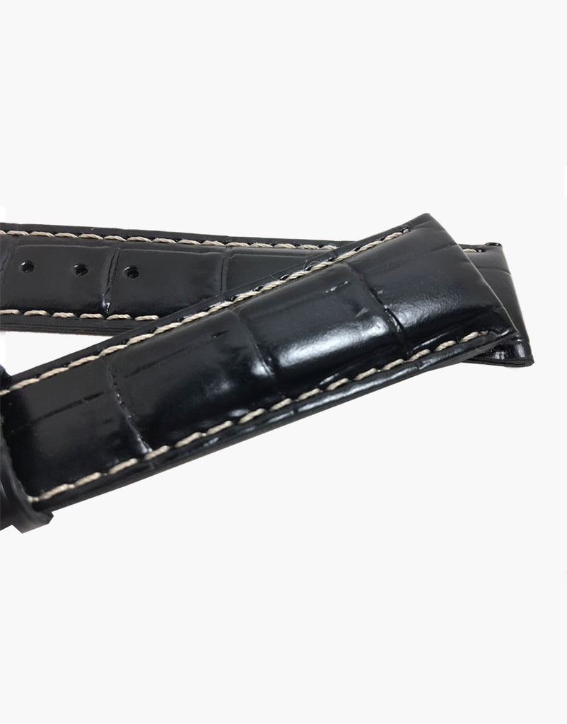 Hadley-Roma-Black-Leather-Alligator-Grain-Watch-Strap-top-side