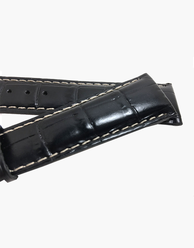 Hadley-Roma MS834 Black Leather Alligator Grain Watch Band-Water Resistant Hadley-Roma