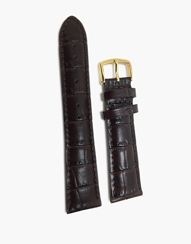 Hadley-Roma MS835 Brown Genuine CalfSkin Alligator Grain Watch Band Golden buckle Hadley-Roma