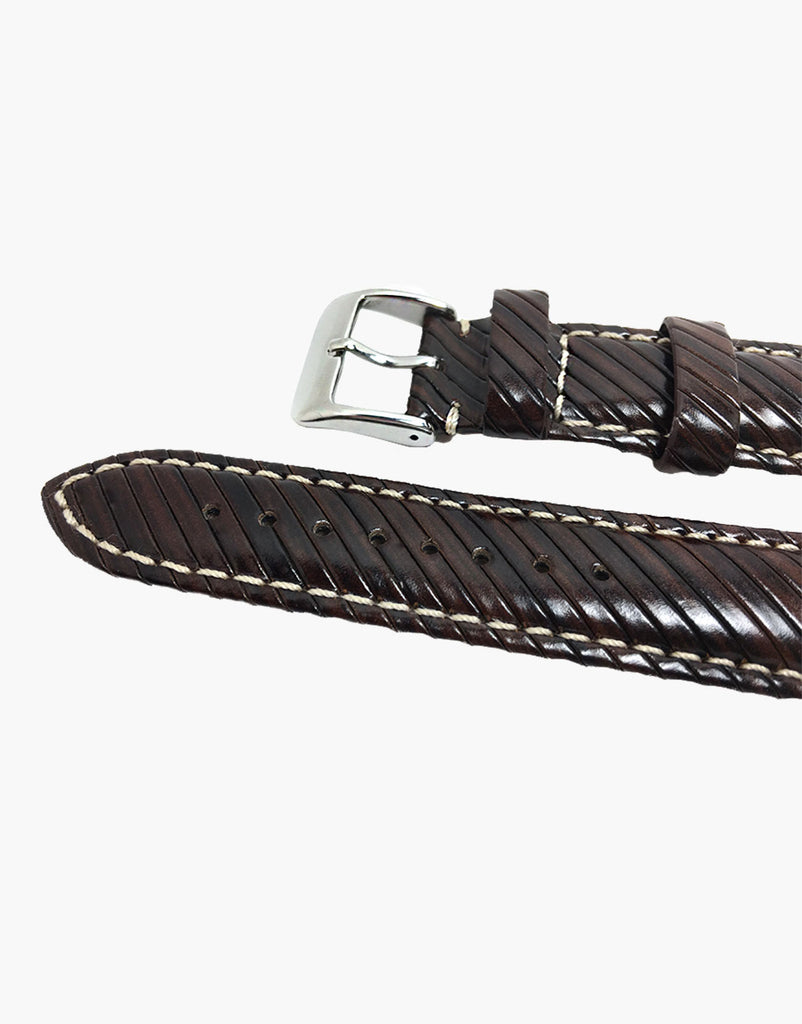 Hadley-Roma MS852 Brown Italian Leather Diagonal stripes design Hadley-Roma