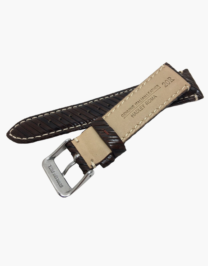 Hadley-Roma MS852 Brown Italian Leather Diagonal stripes design Hadley-Roma