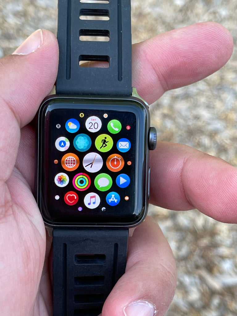 black-Silicon-Rubber- for- Apple®- Watch-with-Stainless- Steel-adapter-isofrene-style  -watch-strap