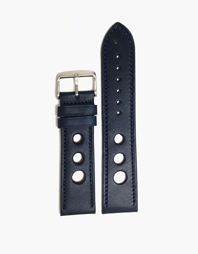 LUX Grand Prix Rally Calf Leather Strap Blue Navy with Blue Navy Stitching LUX