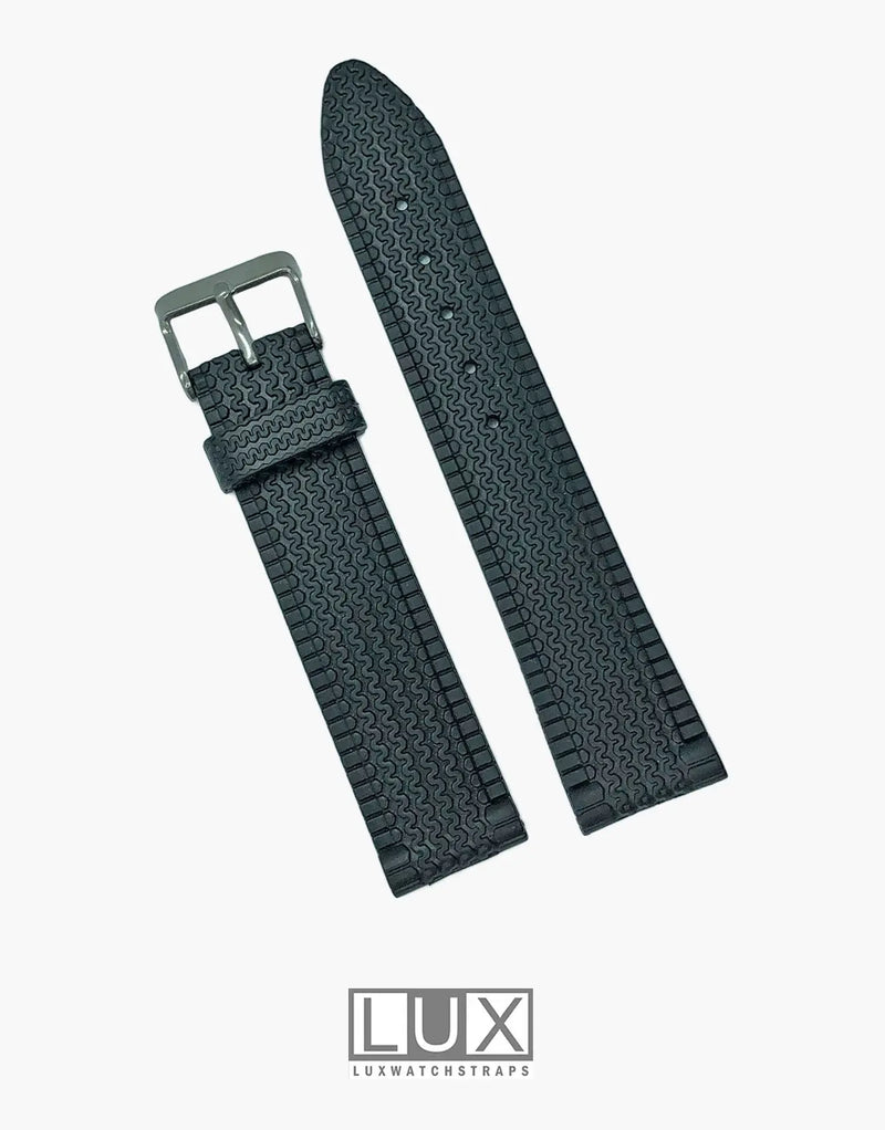 LUX Seiko Style Racing Tread Design Black Dive Watch Strap LUX