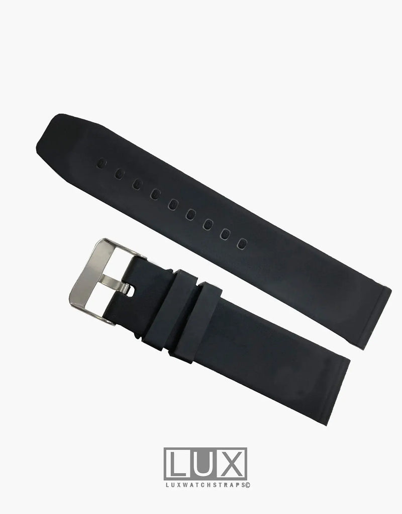 LUX Silicone Rubber Dive smooth Watch Strap Black LUX