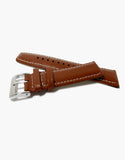 LUX Light Brown Buffalo Grain Padded Watch Band w/ White Stitching LUX