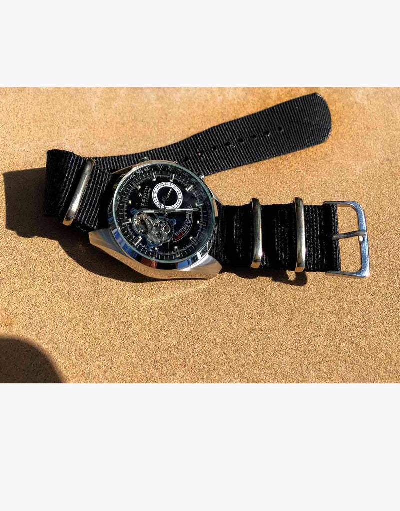 NATO Style Black Nylon Strap with Stainless Steel by LUX LUX