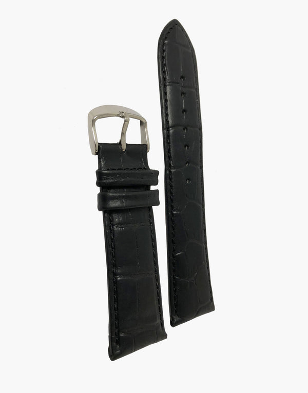 LUX Padded Black Calf Leather Alligator Grain Watch Strap LUX