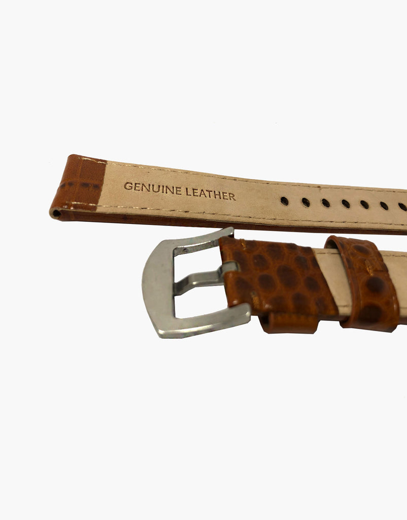 Tan-Brown Crocodile Grain Leather Watch Band Strap LUX