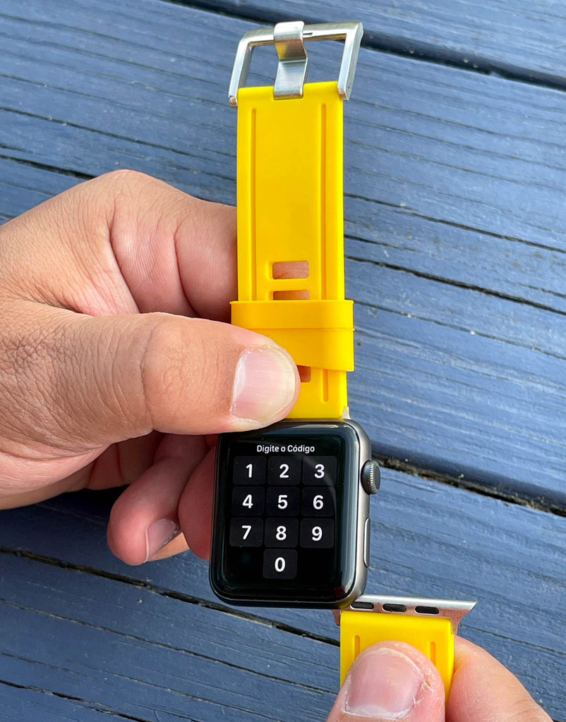 Silicon-Rubber- for- Apple®- Watch-isofrene-style -yellow -watch-strap-customize -your-swatch