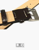 LUX Smooth Dark Brown Smooth Oil Tanned Leather Extra Long Watch Strap Band W/White stitching LUX