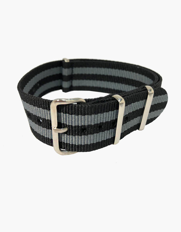 BOND Nylon N.A.T.O Black and Gray watch straps by LUX LUX