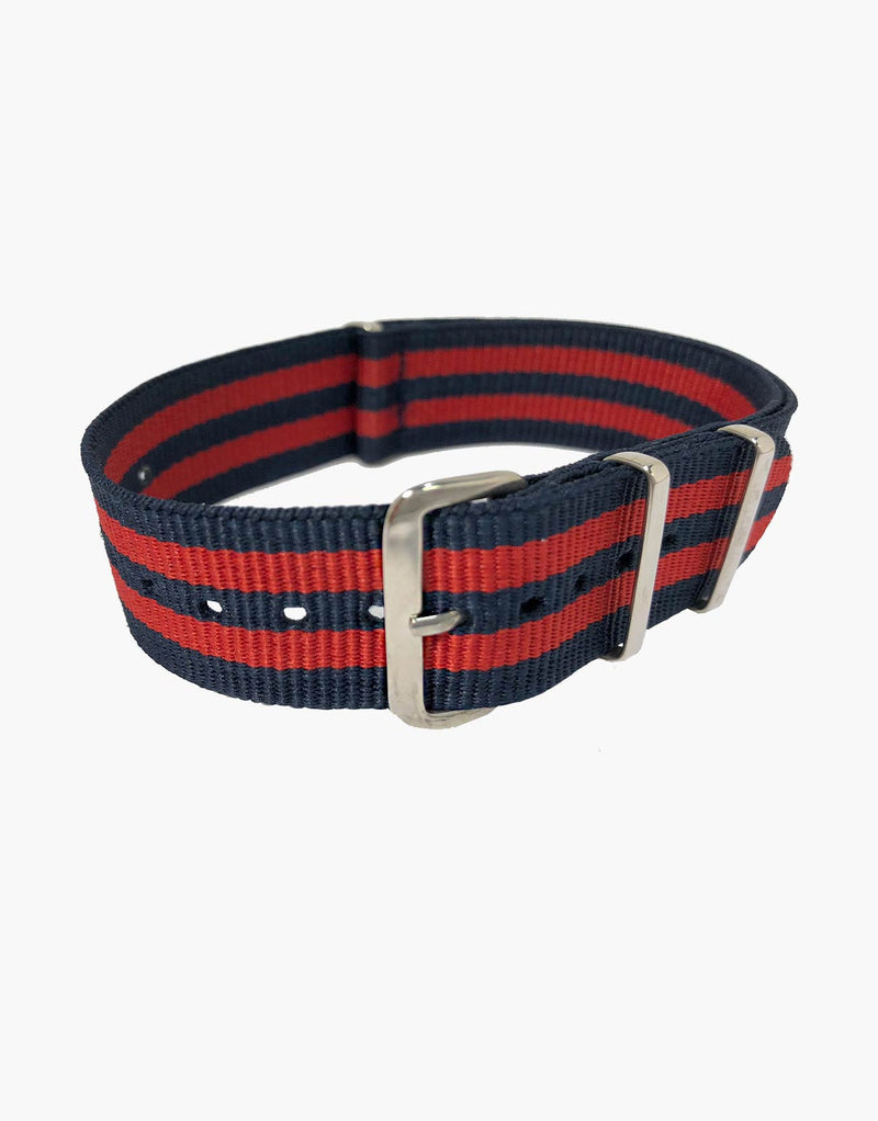 BOND Nylon N.A.T.O Blue and Red Military style Straps Watch Strap by LUX LUX