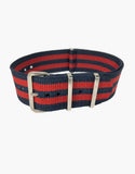 BOND- Nylon -N.A.T.O- Blue- and- Red -Military -style  -Watch -Strap