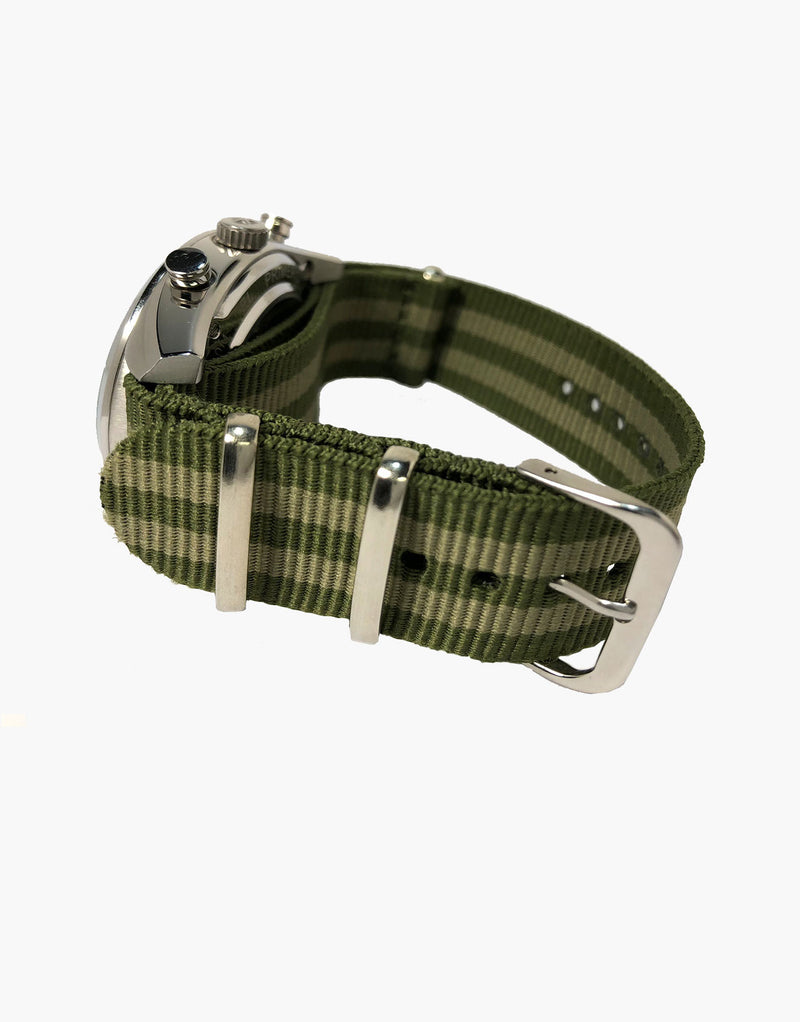 BOND Nylon N.A.T.O Green and Beige Military style Watch Straps by LUX LUX