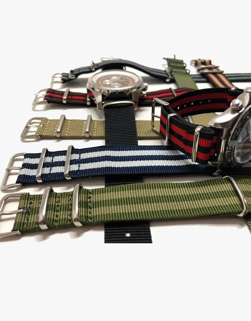 BOND Nylon N.A.T.O Green and Beige Military style Watch Straps by LUX LUX