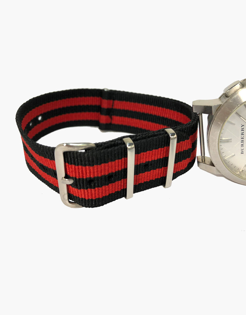 BOND Nylon N.A.T.O Red and Black Watch Straps by LUX LUX