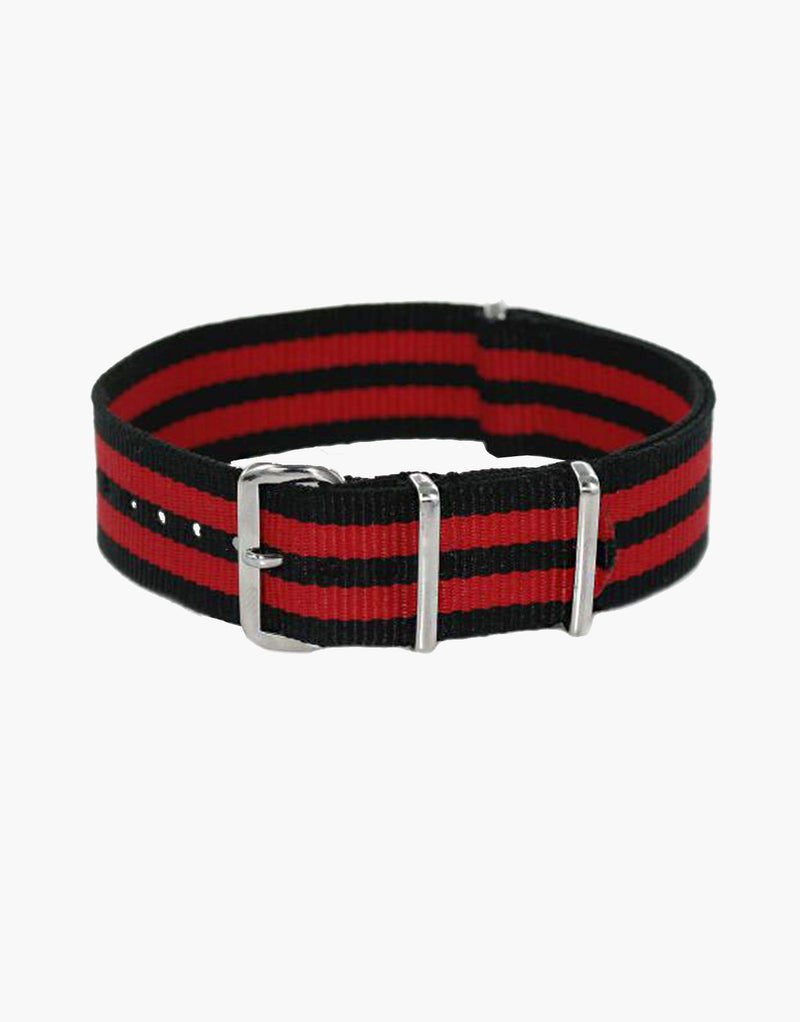 BOND Nylon N.A.T.O Red and Black Watch Straps by LUX LUX