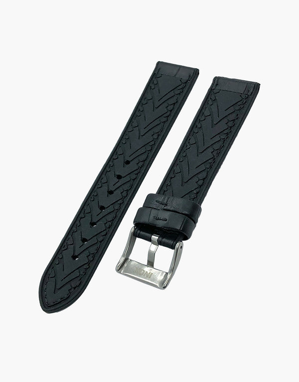 Black-Alligator-Calf-Leather-and-black-High-Silicone-Hybrid-watch-bands-bottom 