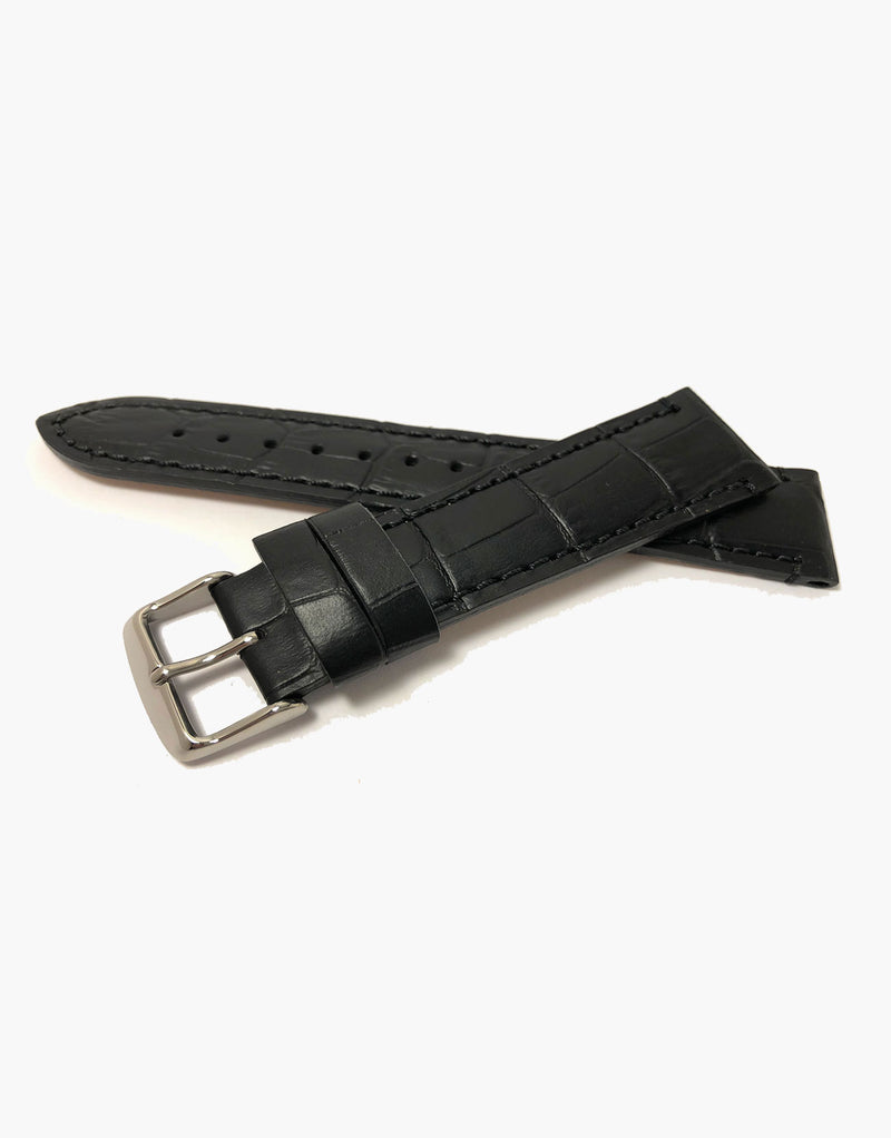 LUX Black Genuine leather watch strap Alligator Grain Slim Flat-matte LUX