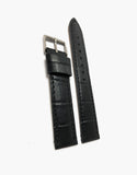 LUX Black Genuine leather watch strap Alligator Grain Slim Flat-matte