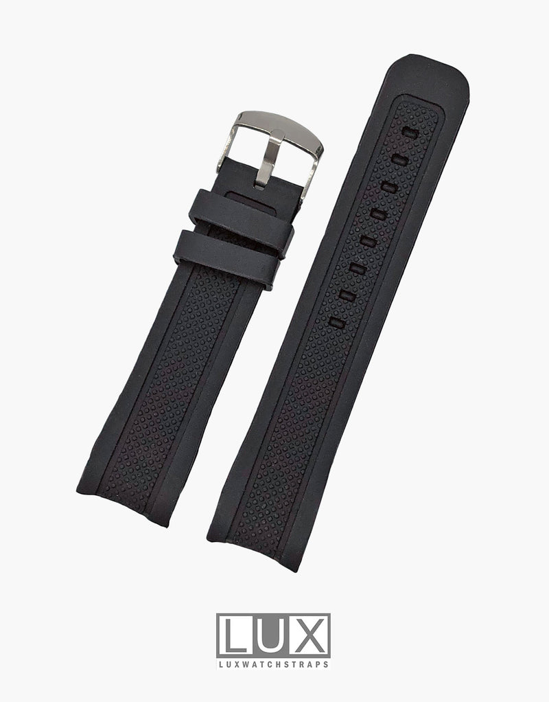 LUX Smooth Silicone Rubber Dive Watch Strap with Curved End LUX