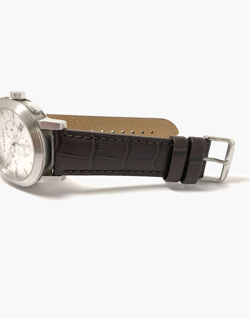LUX Brown Genuine leather watch strap Alligator Grain Slim Flat-matte LUX
