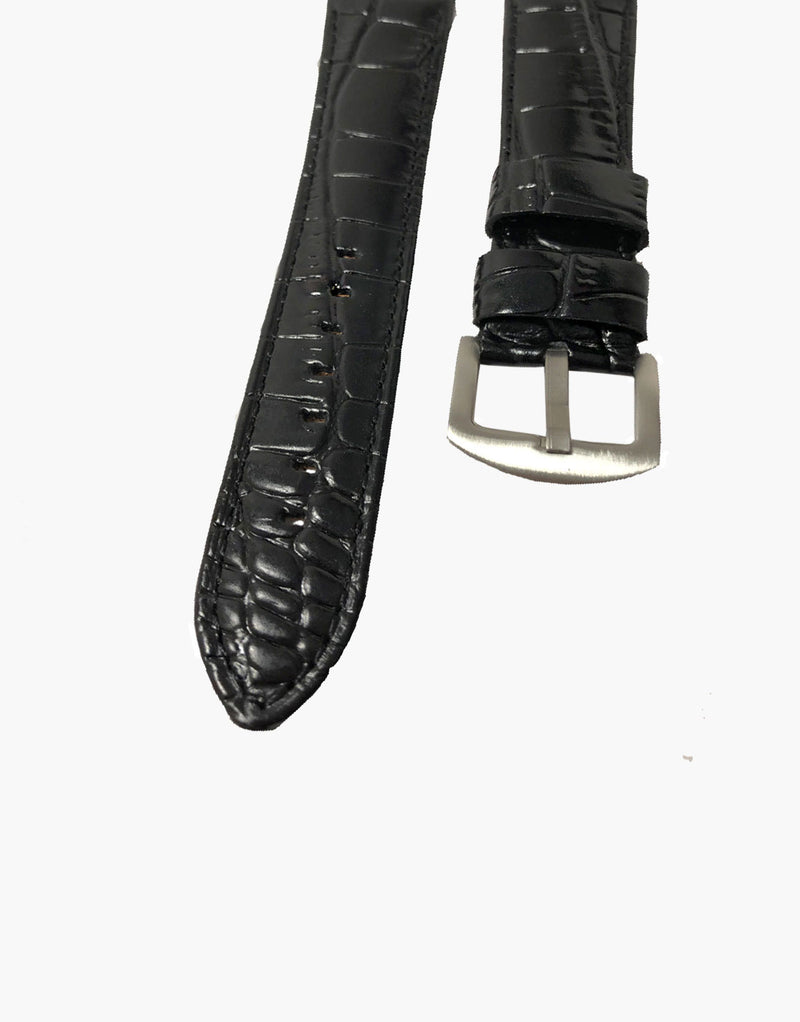 LUX Crocodile Grain Leather Black Watch Band Strap LUX