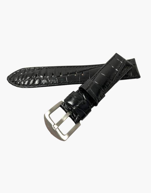 LUX Crocodile Grain Leather Black Watch Band Strap LUX